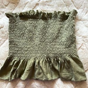 Ruched strapless top in Green size Medium from Truly Madly Deeply Los Angeles